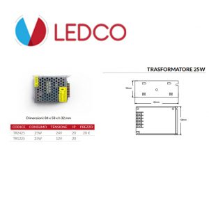 Trasformatore Ledco 24V 40W IP20 TR2440 - TELECA SRL